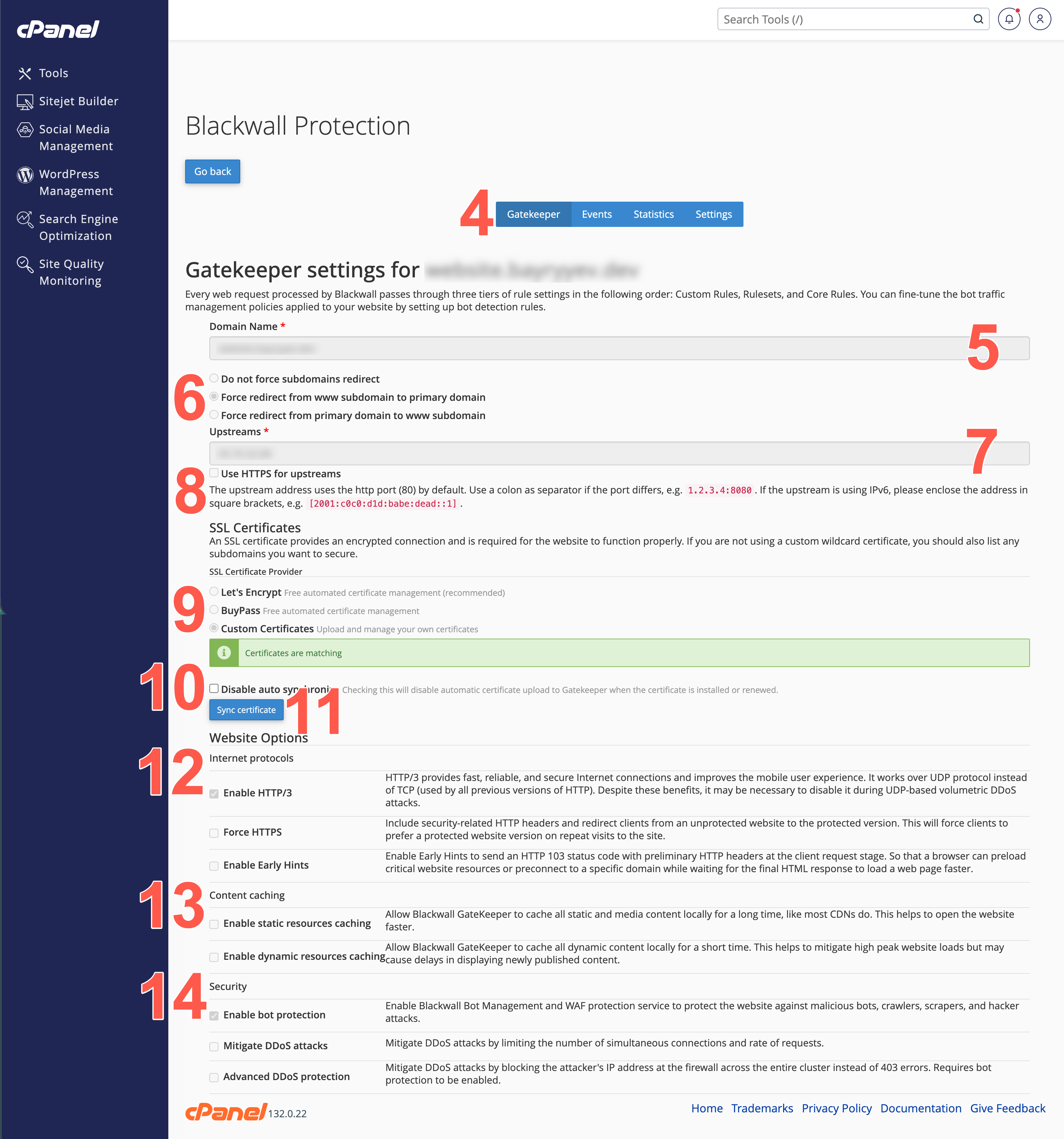 Configure a domain in cpanel